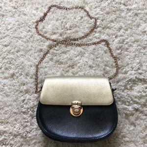 Black and gold crossbody purse